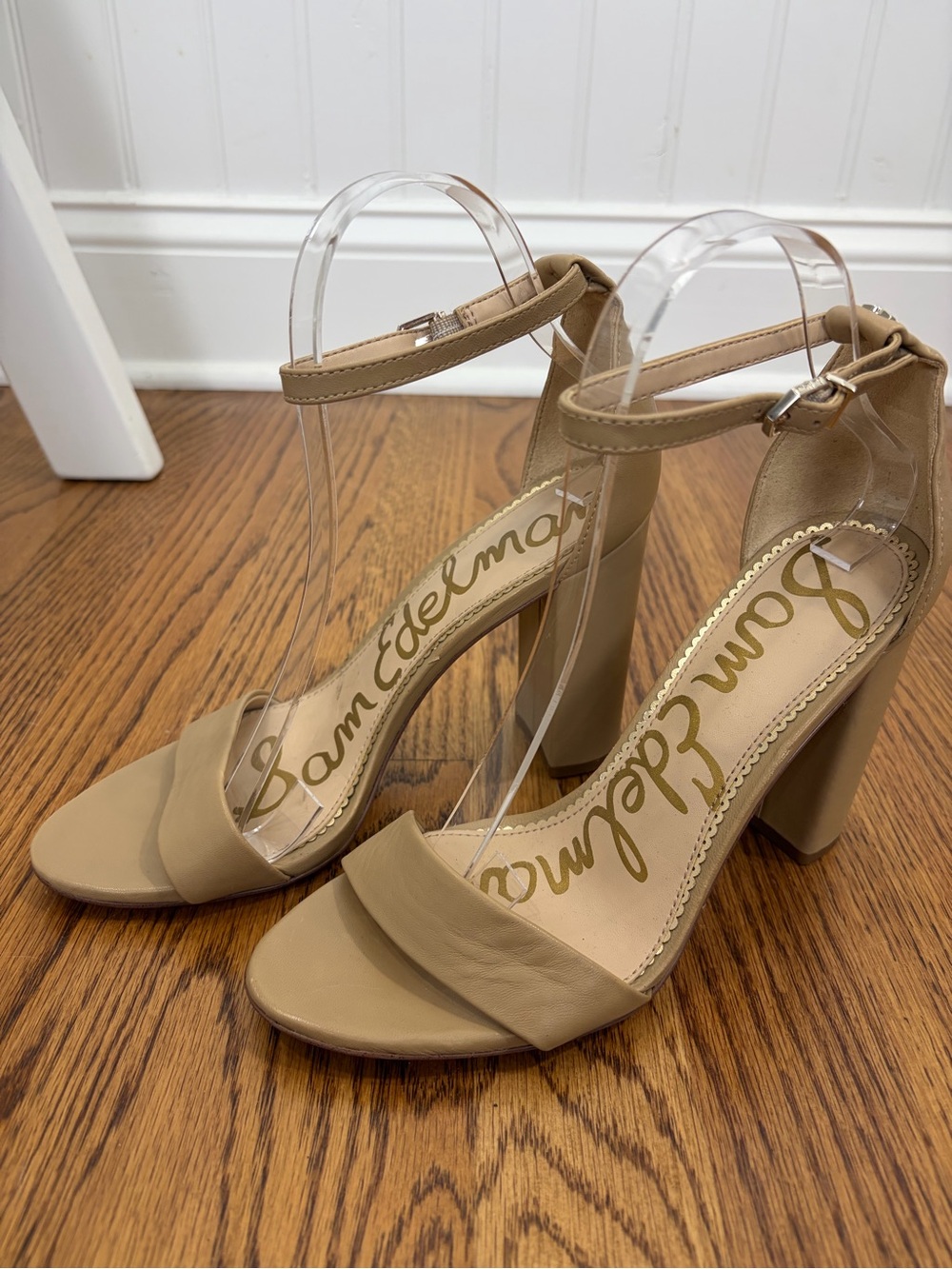 Sam Edelman 4" Yaro Nude Neutral Ankle-Strap Block Heel Sandal (7.5) - Picture 3 of 9